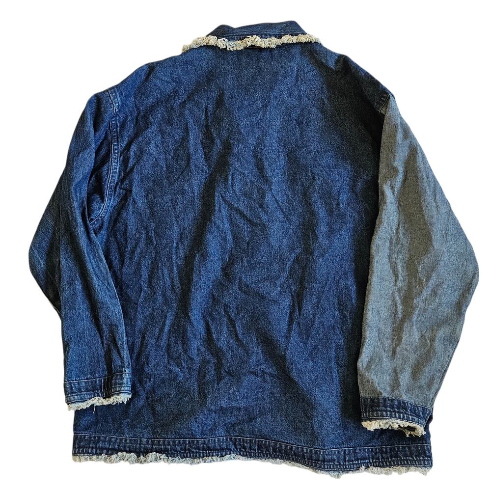 Vintage 90's Patchwork Denim Jacket Button-Up Shi… - image 3